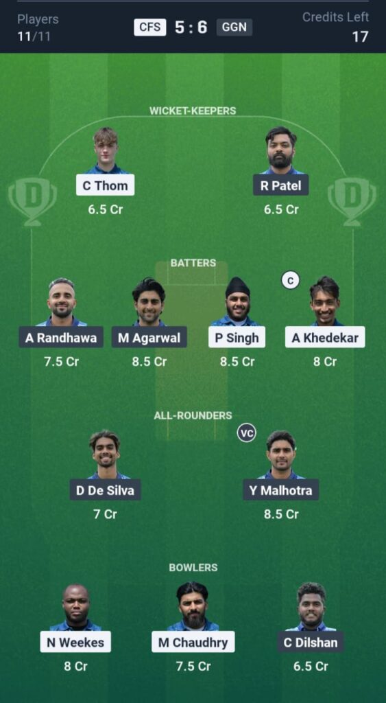 CFS vs GGN Dream11