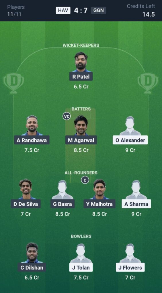 HAV vs GGN Dream11