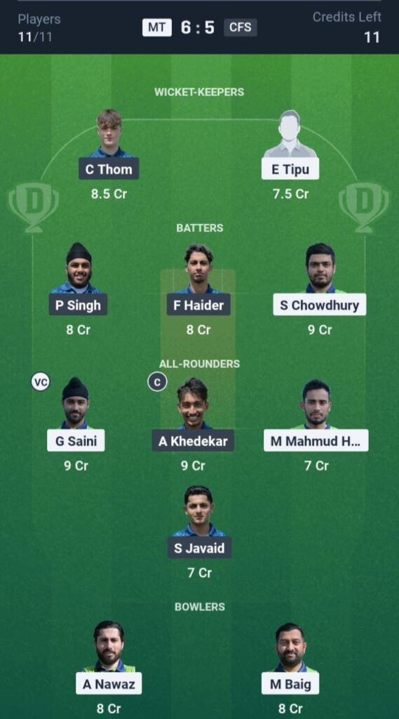 MT vs CFS Dream11