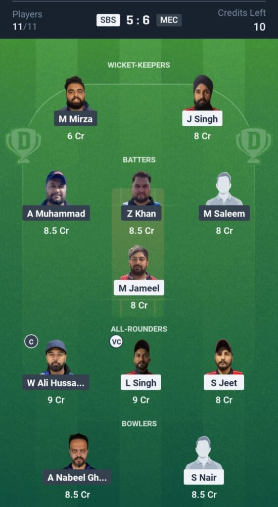 SBS vs MEC Dream11