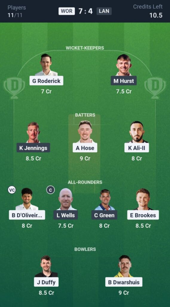 WOR vs LAN Dream11