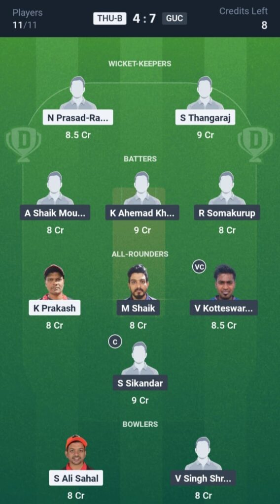 THU-B vs GUC Dream11