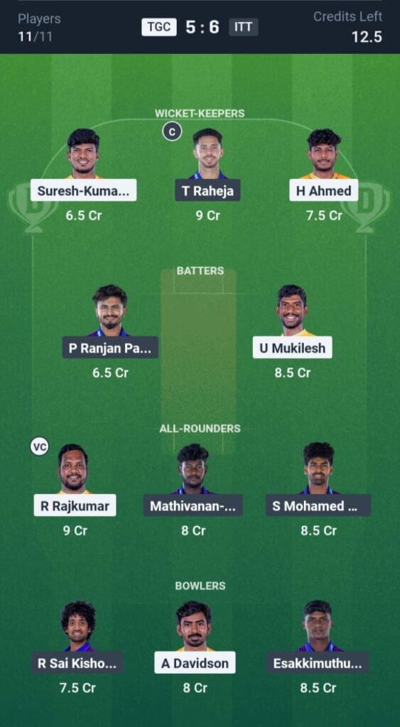 TGC vs ITT Dream11