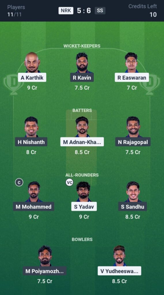 NRK vs SS Dream11