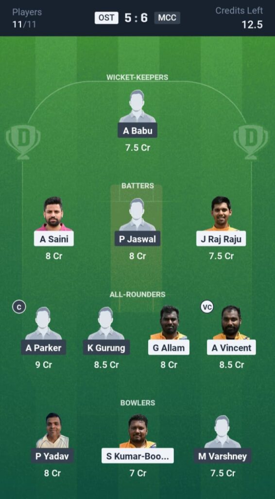 OST vs MCC Dream11