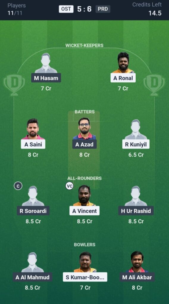 OST vs PRD Dream11