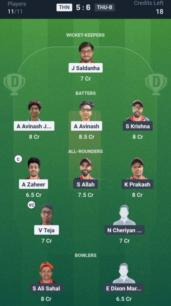 THN vs THU-B Dream11