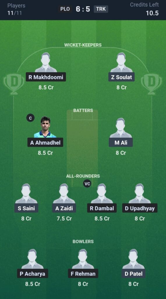 PLO vs TRK Dream11