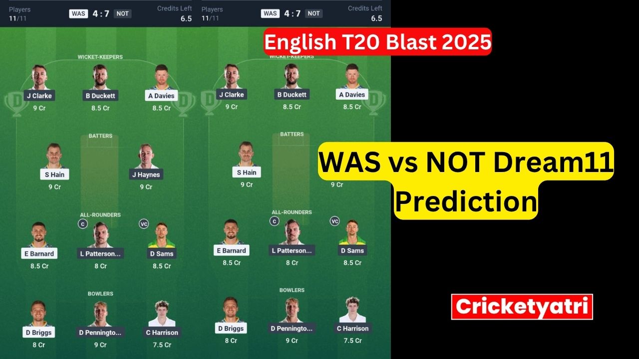 WAS vs NOT Dream11