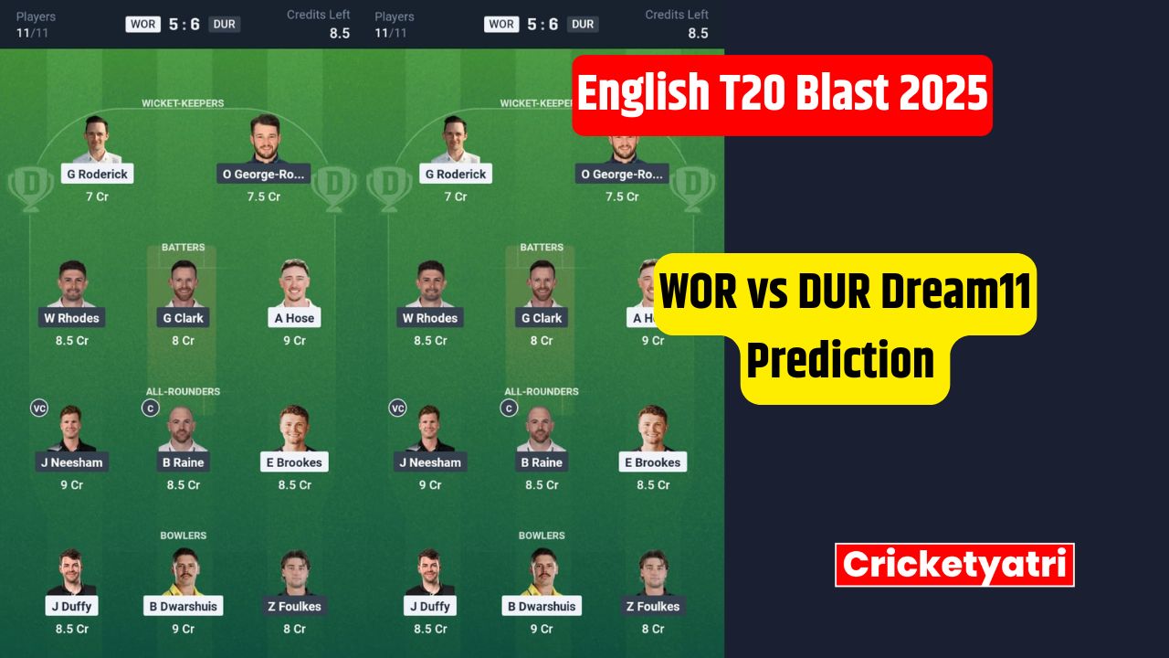 WOR vs DUR Dream11