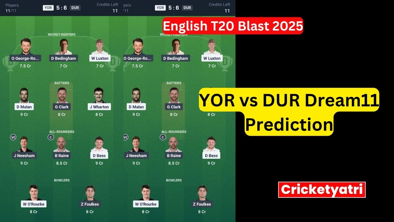 YOR vs DUR Dream11