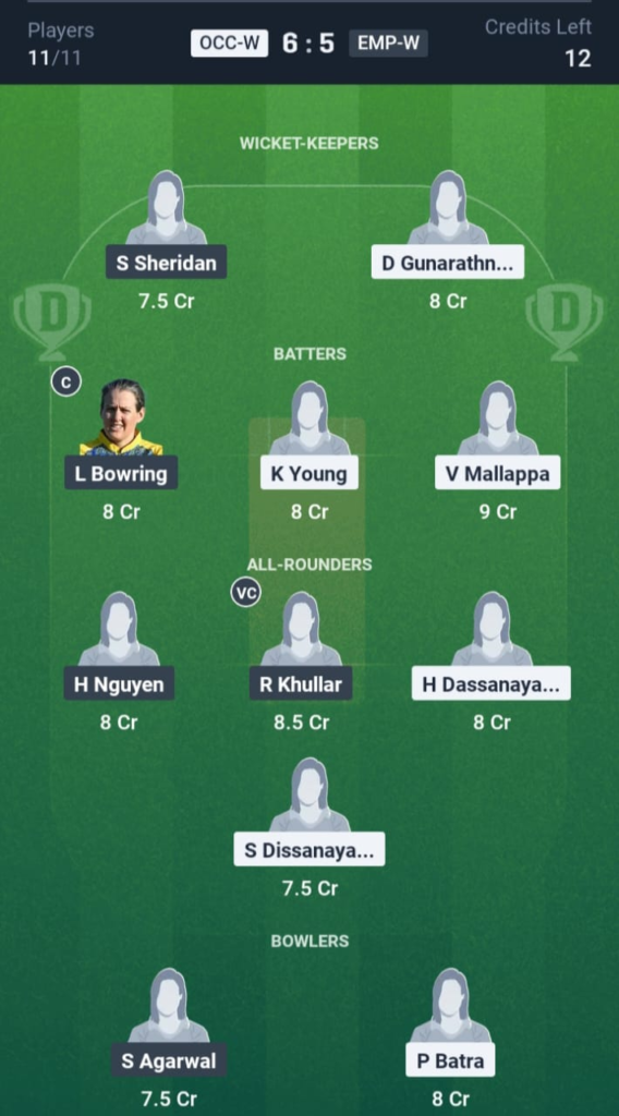 OCC-W vs EMP-W Dream11