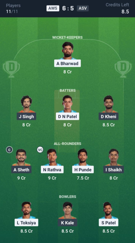 AWS vs ASV Dream11