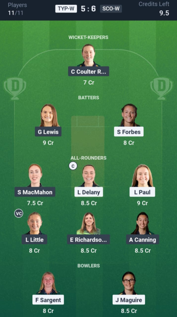 TYP-W vs SCO-W Dream11