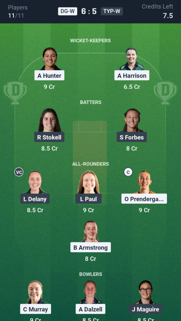 DG-W vs TYP-W Dream11