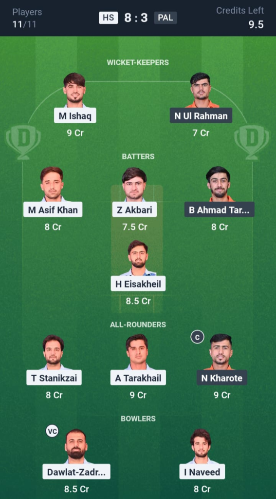 HS vs PAL Dream11