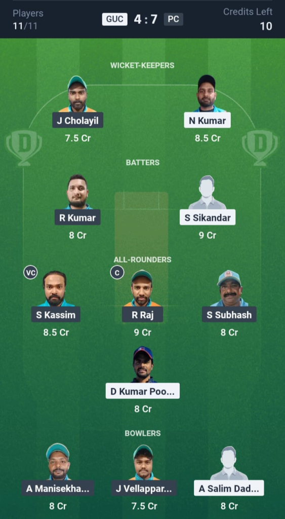 GUC vs PC Dream11
