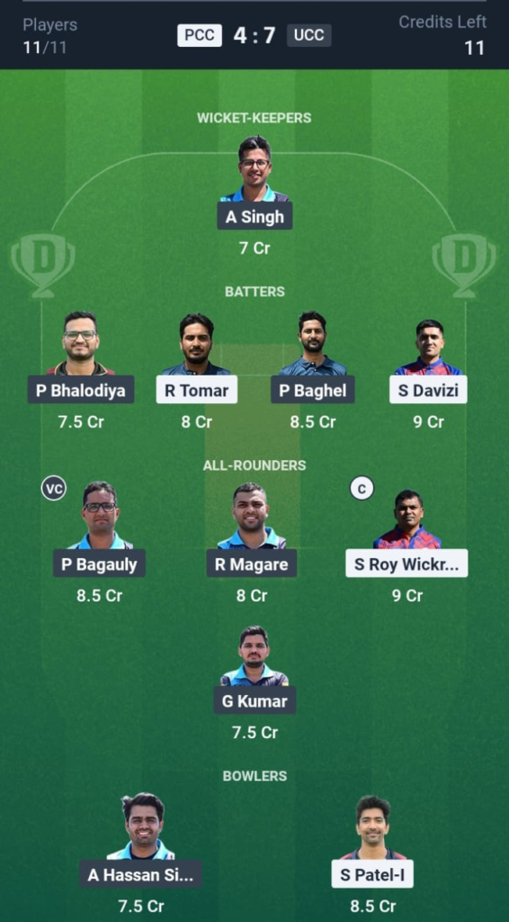 PCC vs UCC Dream11