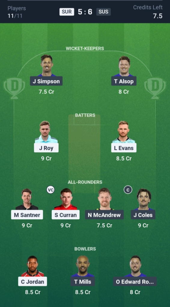 SUR vs SUS Dream11