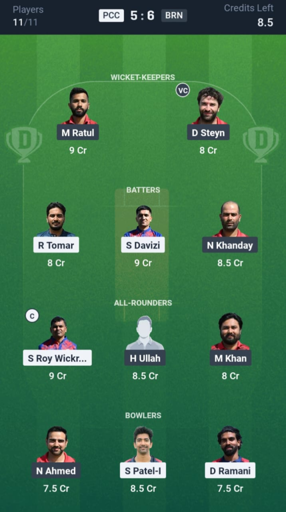 PCC vs BRN Dream11