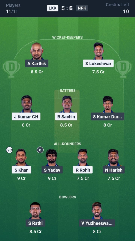 LKK vs NRK Dream11