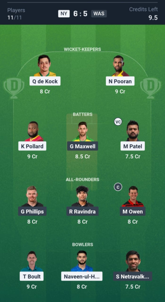 NY vs WAS Dream11