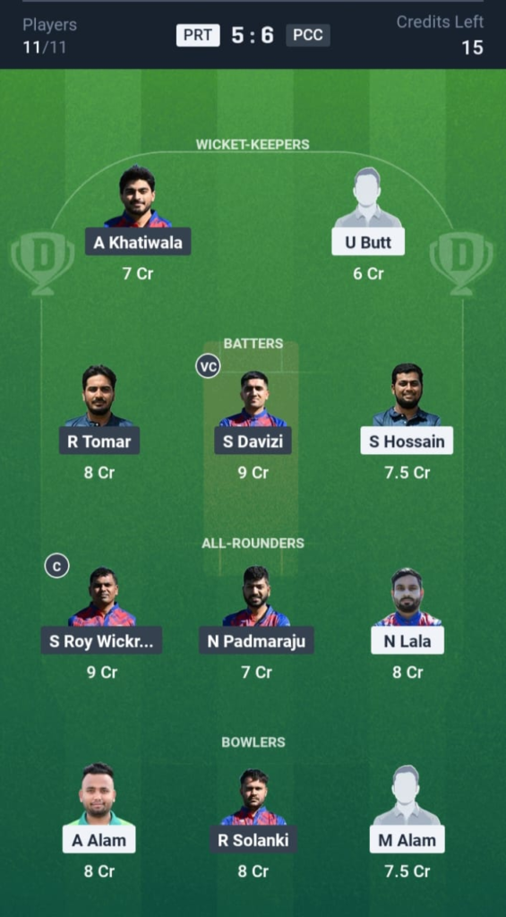 PRT vs PCC Dream11