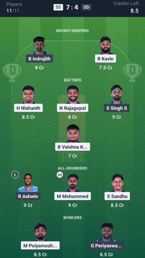 SS vs DD Dream11