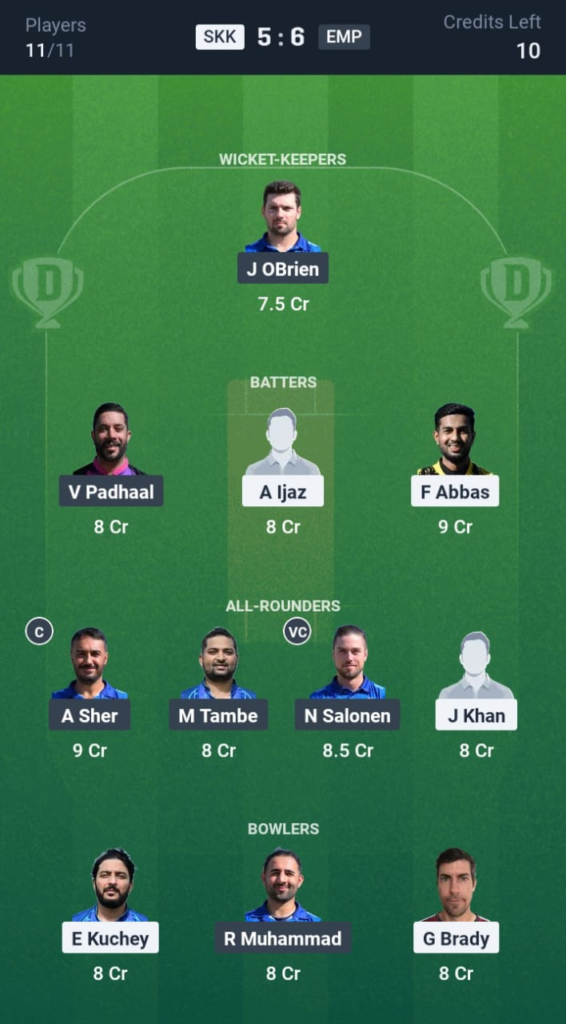 SKK vs EMP Dream11