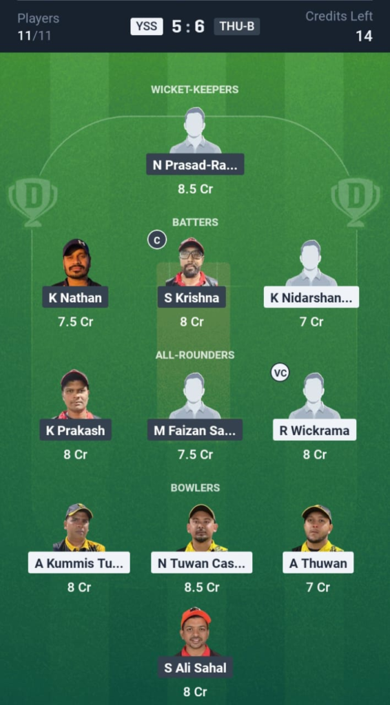 YSS vs THU-B Dream11