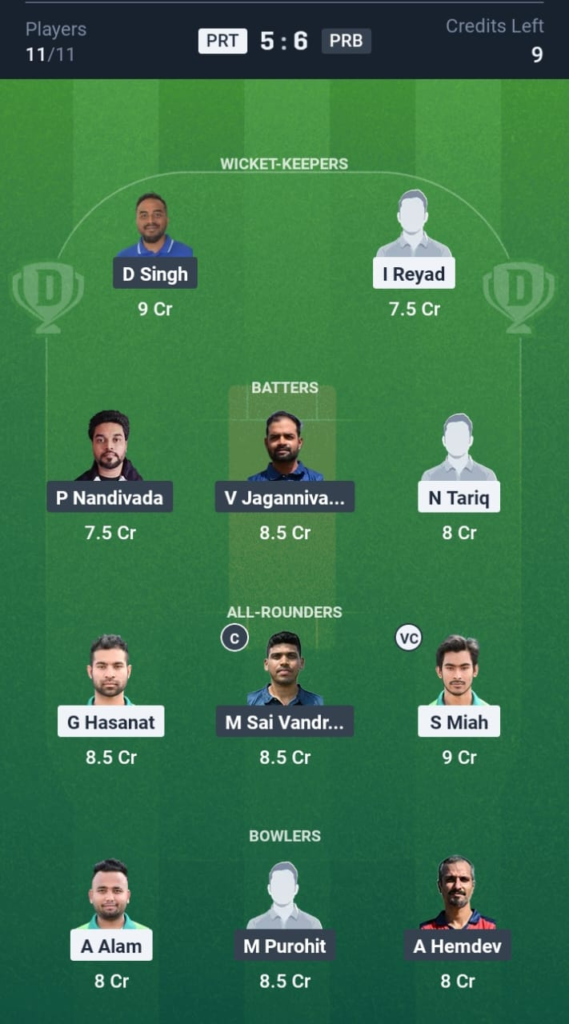 PRT vs PRB Dream11