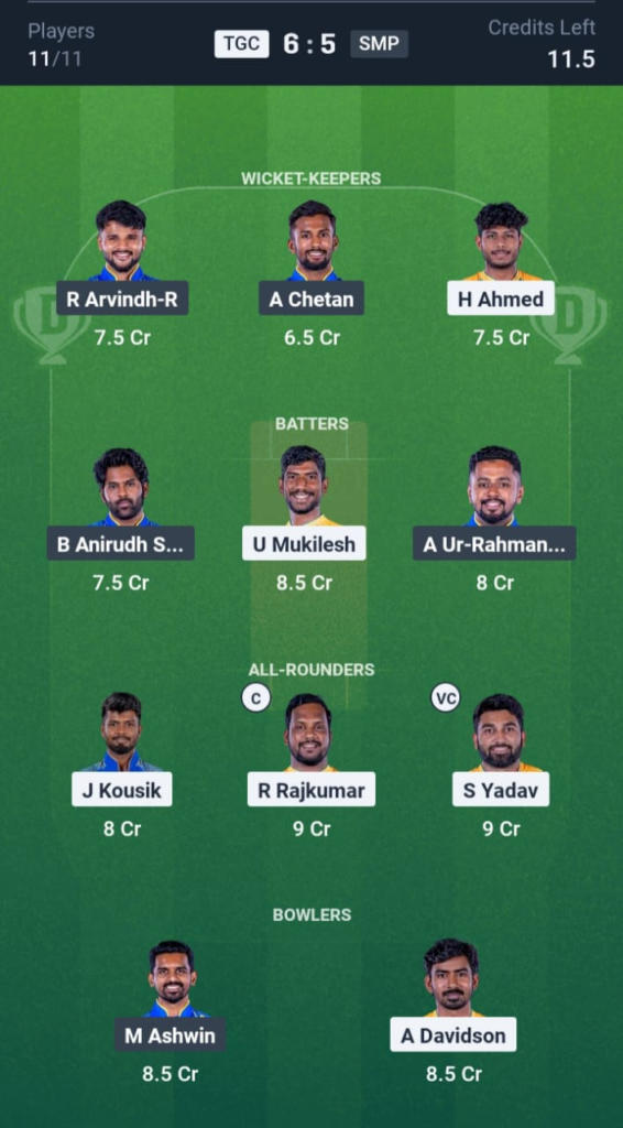 TGC vs SMP Dream11