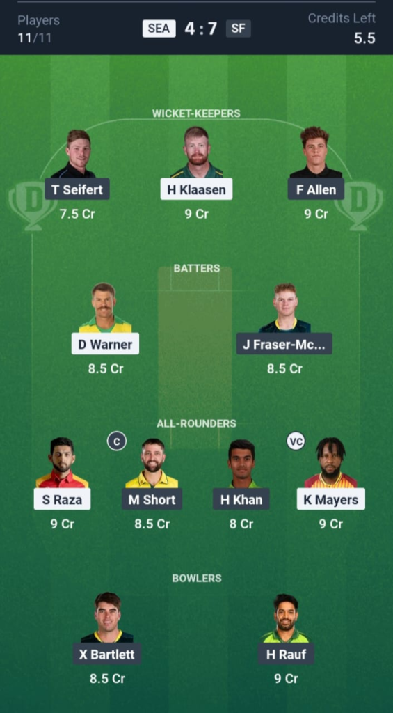 SEA vs SF Dream11