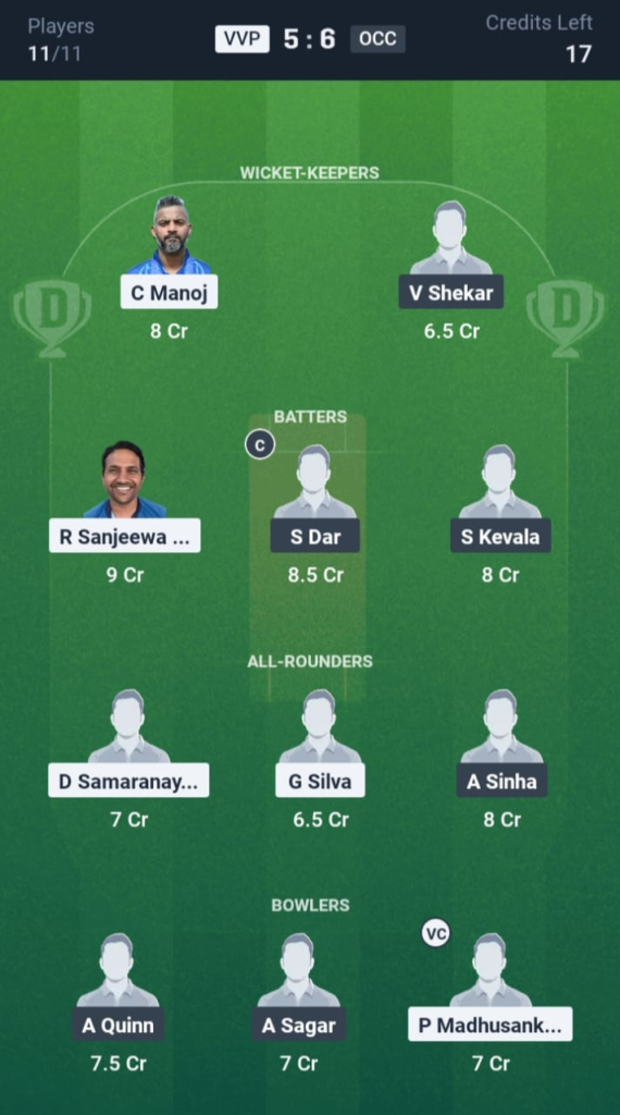 VVP vs OCC Dream11
