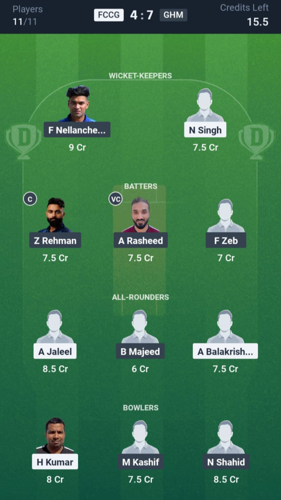 FCCG vs GHM Dream11