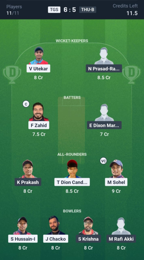 TGS vs THU-B Dream11
