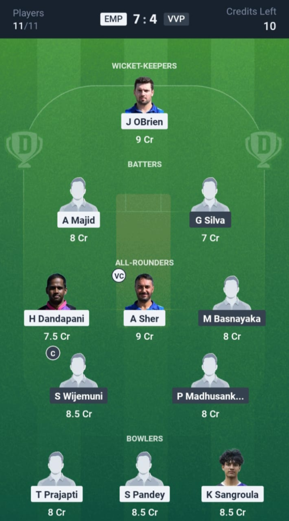 EMP vs VVP Dream11