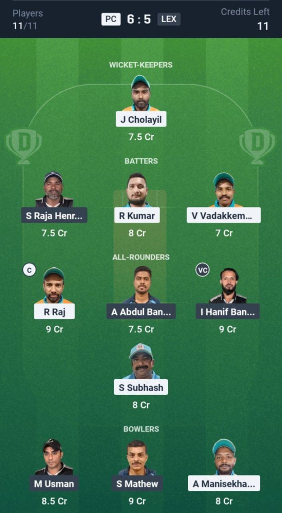 PC vs LEX Dream11