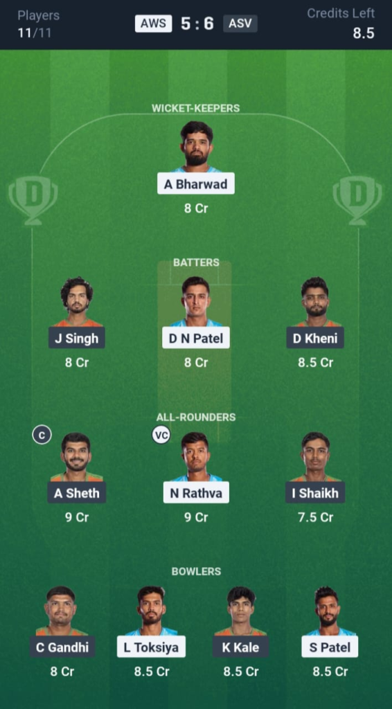 AWS vs ASV Dream11