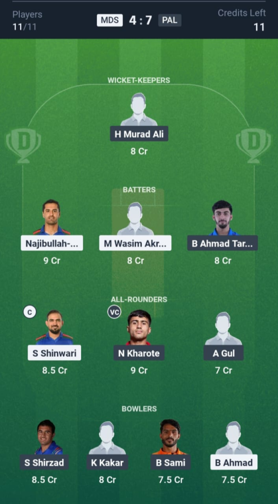 MDS vs PAL Dream11