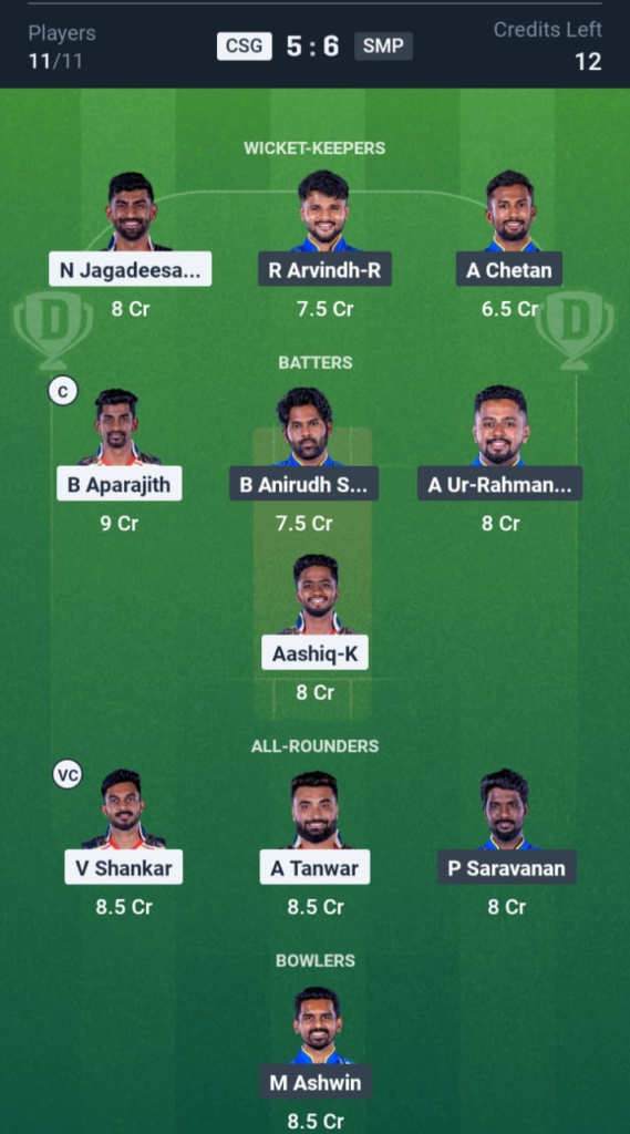 CSG vs SMP Dream11