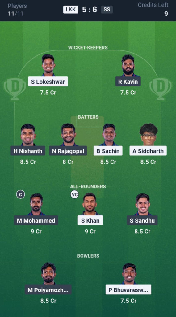 LKK vs SS Dream11