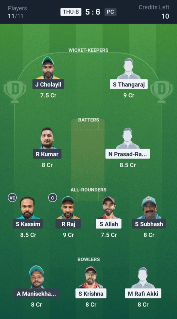 THU-B vs PC Dream11