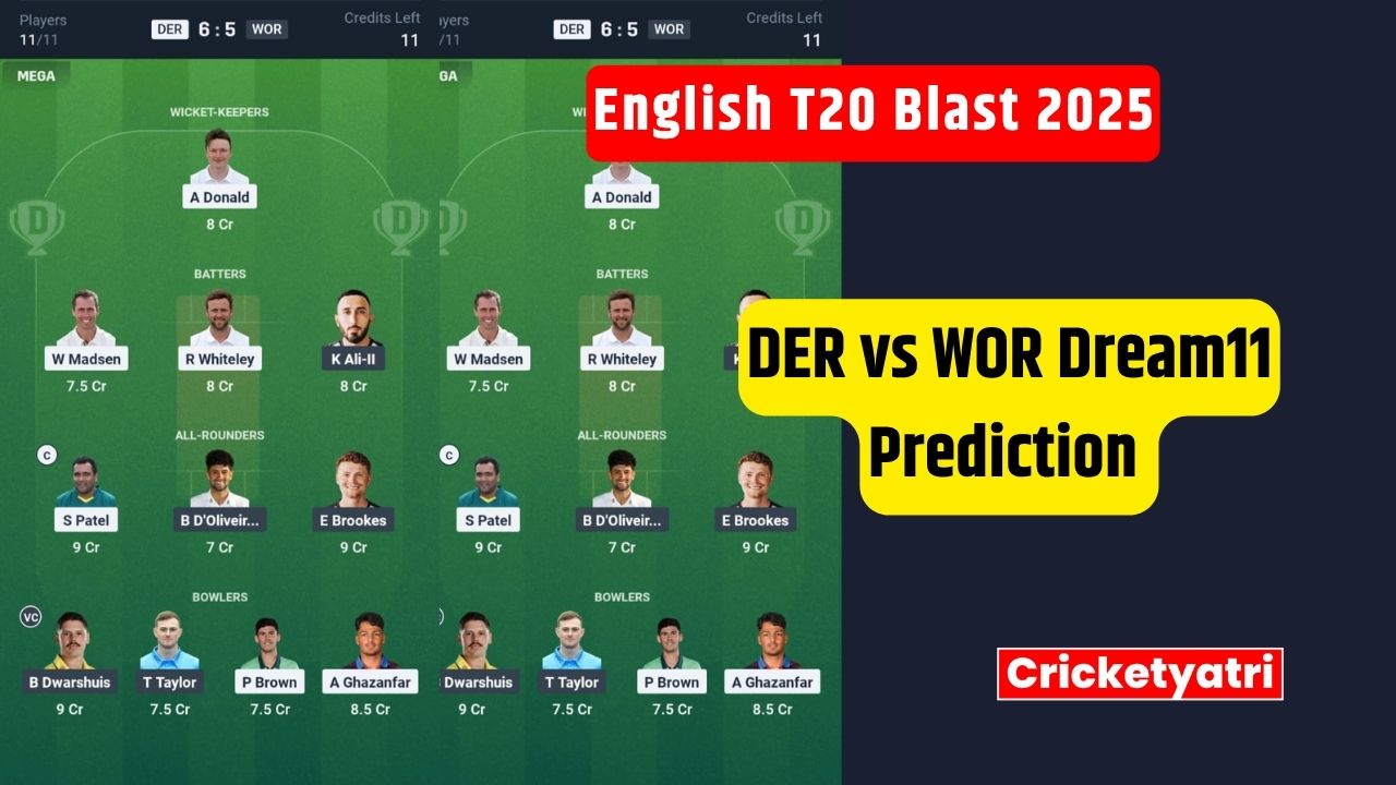 DER vs WOR Dream11