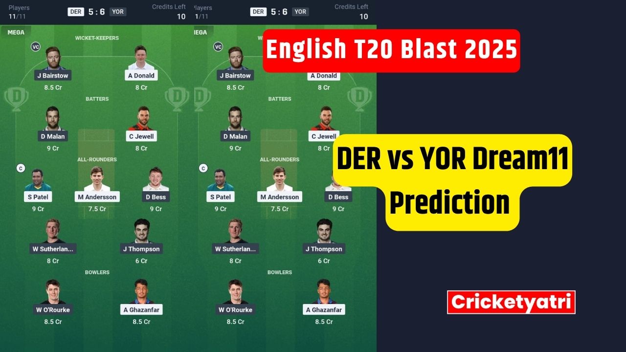 DER vs YOR Dream11