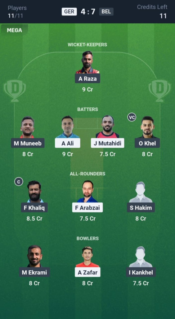 GER vs BEL Dream11