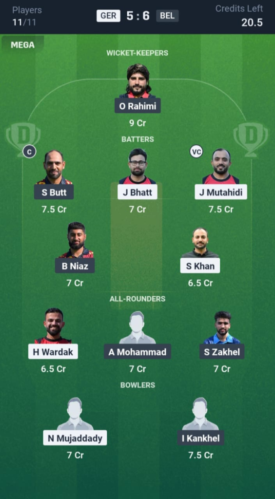 GER vs BEL Dream11
