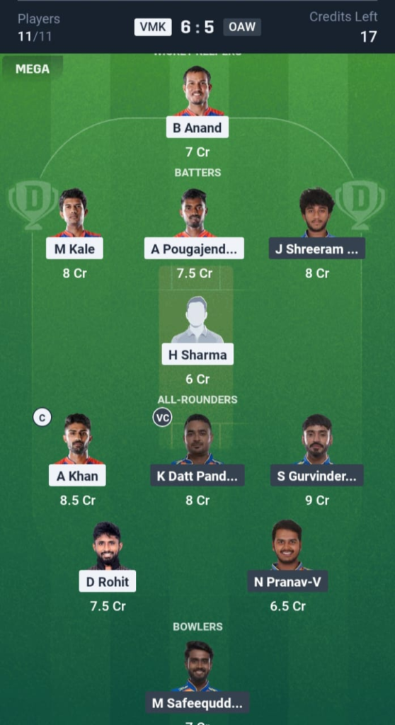 VMK vs OAW Dream11