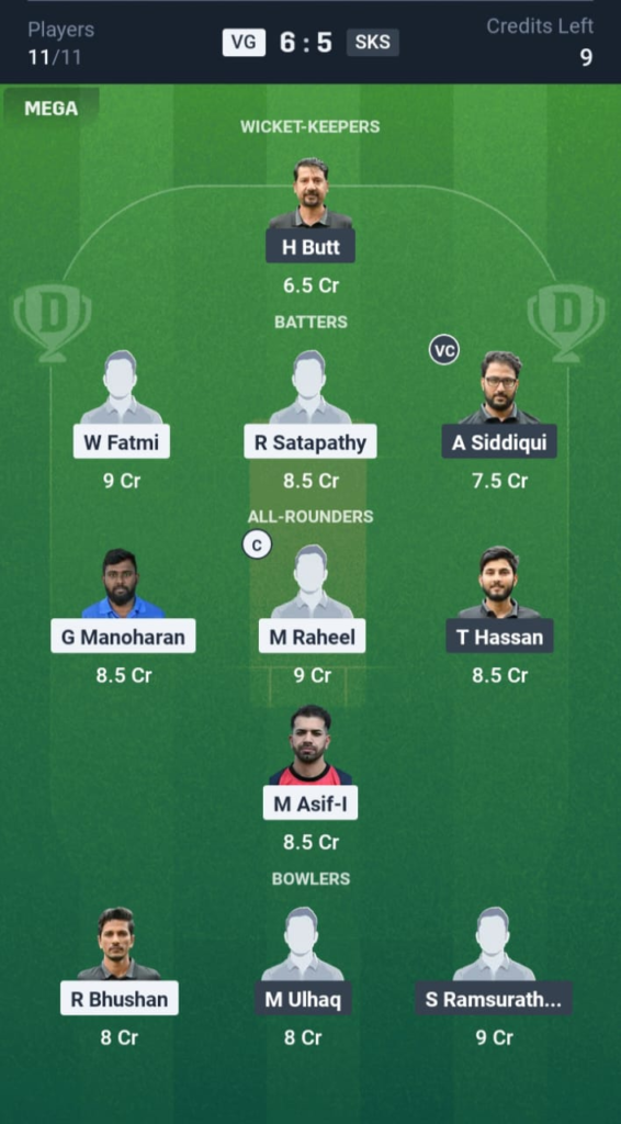 VG vs SKS Dream11