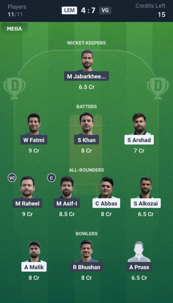 LEM vs VG Dream11